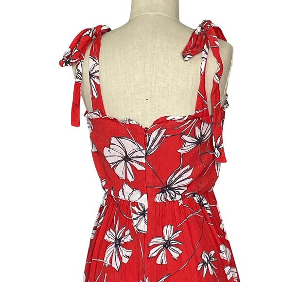 Jason Wu Collective Floral Midi Dress Tie Straps Slit - Picture 8 of 14